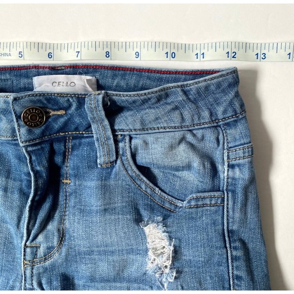 Cello Jeans Womens Junior Size 3 Blue Medium Wash Distressed Skinny Stretch - Picture 16 of 16
